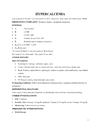 Electrolyte Imb-Hypercalcemia