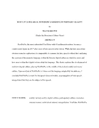 How's It Going Bros: Pewdiepie's Memeing in Tertiary Orality