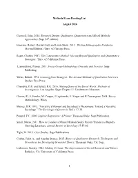 Methods Exam Reading List August 2016 Creswell