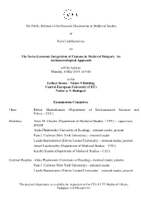 The Public Defense of the Doctoral Dissertation in Medieval Studies Of
