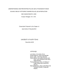 Understanding and Preventing Police Use of Excessive Force