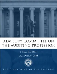 Final Report of the Advisory Committee on the Auditing Profession to the U.S