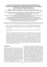 First Results Using Light Level Geolocators to Track Red Knots in the Western Hemisphere Show Rapid and Long Intercontinental F