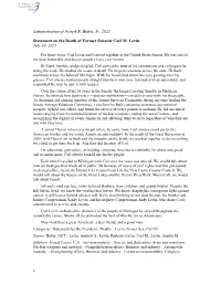 Administration of Joseph R. Biden, Jr., 2021 Statement on the Death Of