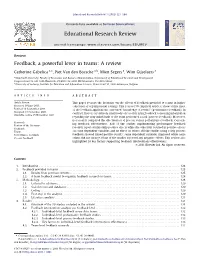 Feedback, a Powerful Lever in Teams: a Review