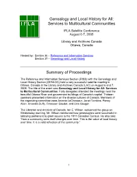 Genealogy and Local History for All: Services to Multicultural Communities