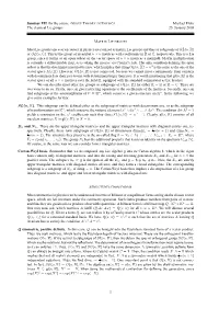 Seminar VII for the Course GROUP THEORY in PHYSICS Micael Flohr