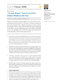 Time for the EU to Deepen Relations with Asia