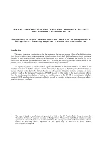 1 MACROECONOMIC EFFECTS of a SHIFT from DIRECT to INDIRECT TAXATION: a SIMULATION for 15 EU MEMBER STATES Note Presented By