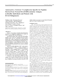 Autoreactive, Cytotoxic T Lymphocytes Specific for Peptides Derived From