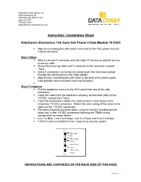 Instruction / Installation Sheet