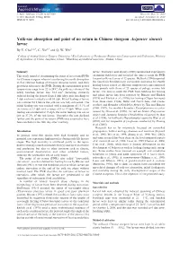 Yolksac Absorption and Point of No Return in Chinese Sturgeon