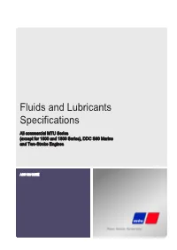 Fluids and Lubricants Specifications