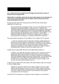 Iran - Researched and Compiled by the Refugee Documentation Centre of Ireland on 5 & 6 January 2012