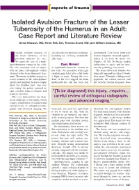Isolated Avulsion Fracture of the Lesser Tuberosity of The