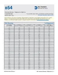 MTA B54 Bus Timetable