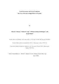 The Case of Forests in Mpigi District of Uganda
