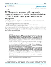 Theranostics TIMP3 Expression Associates with Prognosis In