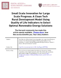A Clean Tech Rural Development Model Using Quality of Life Indicators to Select Optimal Renewable Energy Solutions
