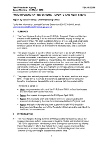 Food Hygiene Rating Scheme – Update and Next Steps