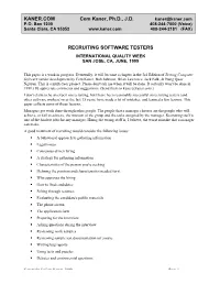 Interviewing Software Testing Job Candidates