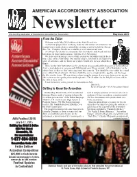 May-June 2015 from the Editor Welcome to the May 2015 Edition of the AAA Newsletter