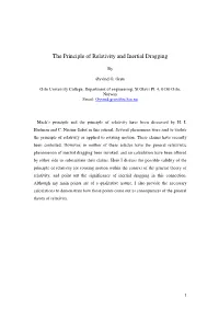 Principle of Relativity and Inertial Dragging