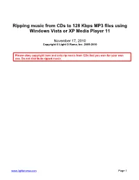 Ripping Music from Cds to MP3 Files Using