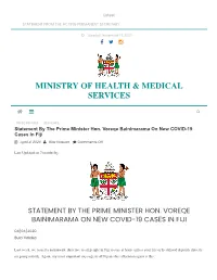 Statement by the Prime Minister Hon. Vo... Ministry of Health & Medical Services