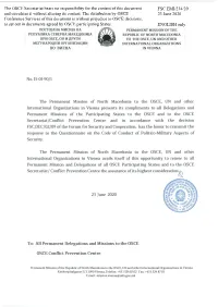 The OSCE Secretariat Bears No Responsibility for the Content of This Document and Circulates It Without Altering Its Content. Th