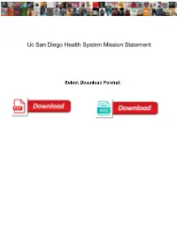 Uc San Diego Health System Mission Statement