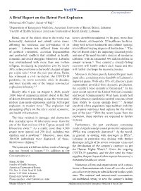 A Brief Report on the Beirut Port Explosion
