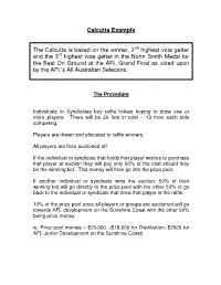 Calcutta Example the Calcutta Is Based on the Winner, 2 Highest Vote