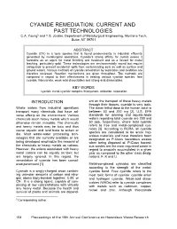 Cyanide Remediation: Current and Past Technologies C.A