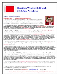 Hamilton Wentworth Branch 2017 June Newsletter