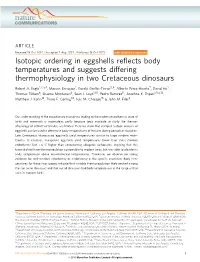 Isotopic Ordering in Eggshells Reflects Body Temperatures And