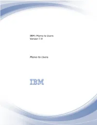 Memo to Users Version 7.4