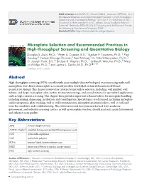 Microplate Selection and Recommended Practices in High-Throughput Screening and Quantitative Biology