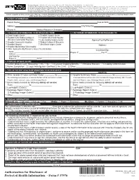 Protected Health Information Disclosure Authorization