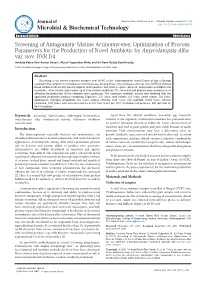 Screening of Antagonistic Marine Actinomycetes: Optimization of Process Parameters for the Production of Novel Antibiotic by Amycolatopsis Alba Var
