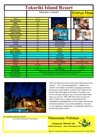 Tokoriki Island Resort Mamanuca Islands Status Now Instant Availability on This Property Views Ocean Standard (Grade) 4.5 Palm B.B.Q