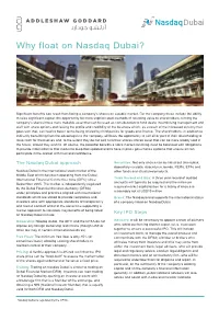 Why Float on Nasdaq Dubai?
