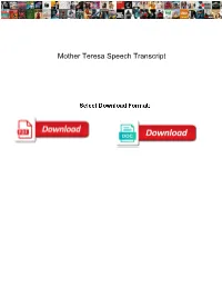 Mother Teresa Speech Transcript