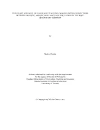 The Heart and Soul of Language Teaching: Making Inter-Connections Between Holistic and Second Language Education in the Post- Secondary Context