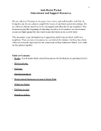 Anti-Racist Packet Educational and Support Resources