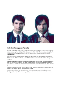 Eskobar to Support Roxette