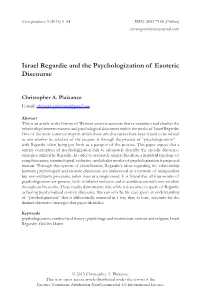 Israel Regardie and the Psychologization of Esoteric Discourse