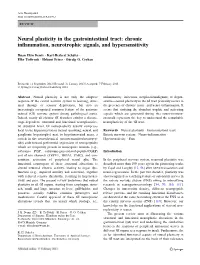 Neural Plasticity in the Gastrointestinal Tract: Chronic Inﬂammation, Neurotrophic Signals, and Hypersensitivity