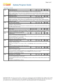 Sydney Program Guide