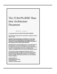 The 32-Bit PA-RISC Run- Time Architecture Document